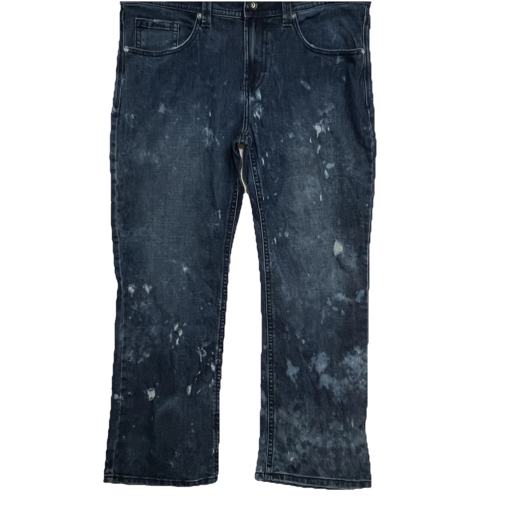 TK Axel‎ Slim Boot Cut Jeans Men 38x32 Blue Denim Fade Distressed Stretch